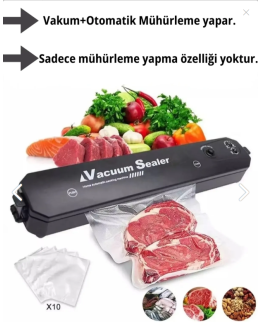 Vacuum Sealer Gıda Vakum Ve Mühürleme Makinesi (10 plastik poşet hediyeli)